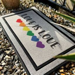 Love Is Rainbow Heart Doormat - Gay Pride Lgbtq Customised Rug Door Mat Customized Welcome New Home Gift - thumbnail 2