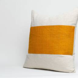 Hill Tribe Hemp Throw Pillow - Striped Yellow, Rustic Home Decor - 20x20 - thumbnail 3