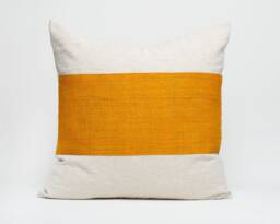 Hill Tribe Hemp Throw Pillow - Striped Yellow, Rustic Home Decor - 20x20 - thumbnail 1
