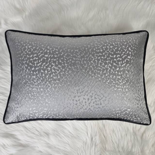 Astar Steel Grey Piped Cushion Cover New Home Sofa & Bed, Luxury Designer Handmade Lumber Rectangular Cover, Design No 13 - image 1