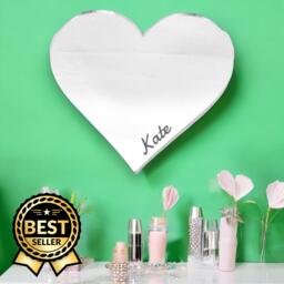 Heart Shaped Mirrors With A White Backing & Hooks, Bespoke Shapes/Sizes Made