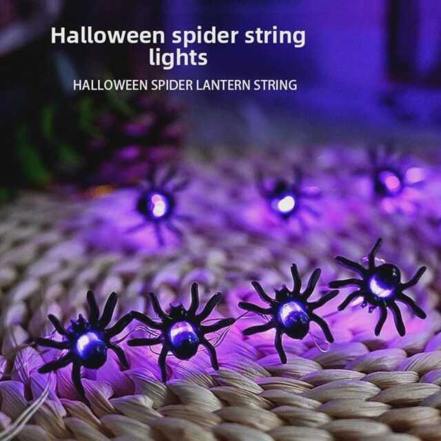 Purple Spider Halloween String Lights - Usb Led Fairy For Haunted House, Party Decor, Autumn, Outdoor & Indoor Use - image 1