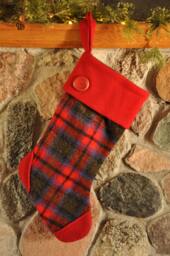 Christmas Stocking, Upcycled Wool Recycled Log Cabin Decor
