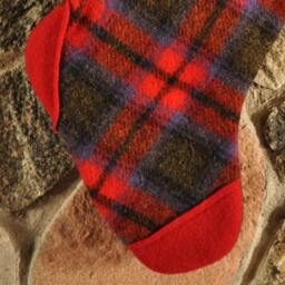 Christmas Stocking, Upcycled Wool Recycled Log Cabin Decor - thumbnail 3