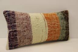 Vintage Turkish Kilim Pillow 10x20 in 25x50 cm Accent Sofa Throw Cushion Cover 4Yef-598