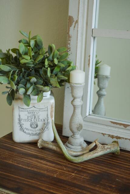 Chippy Candlestick, Farmhouse Decor, Vintage Style Rustic White Candle Holder, Antique Look - image 1