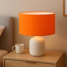 Hand Made Tangerine Orange Oval Lampshade - thumbnail 2