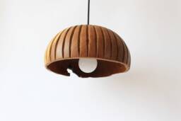 Farmhouse Wood Pendant Light For Kitchen Island Wooden Lamp Shade - thumbnail 1