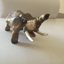 One Of A Kind Miniature Sculpture An Elephant Hand Crafted From Natural River Stones, Painted, Signed By Colombian Born Artist G. Negret - thumbnail 4
