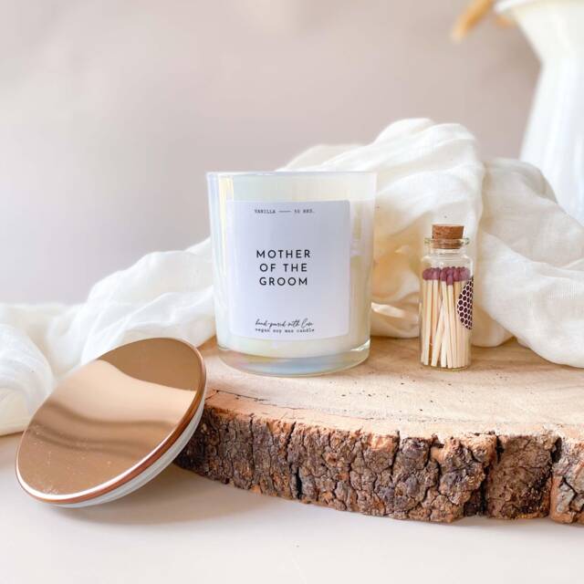 Mother Of The Groom Scented Candle With Metal Lid Wedding Gift For Groom's Mum Thank You Present Groom Keepsake - image 1