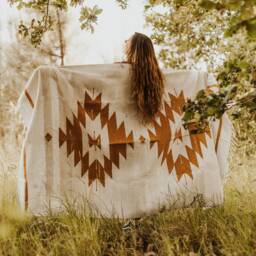 Mexican Blanket - Native Inspired Rug Hand Dyed Blanket Rustic Cotton Mexican Traditional High Quality Artisanal Handmade - thumbnail 3