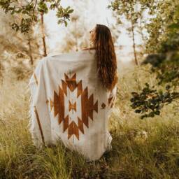 Mexican Blanket - Native Inspired Rug Hand Dyed Blanket Rustic Cotton Mexican Traditional High Quality Artisanal Handmade - thumbnail 2