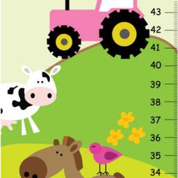 Girls Farm Animal Children Bedroom Nursery Growth Chart Wall Art - thumbnail 1
