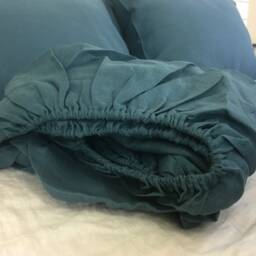 Yale Blue Linen Bed Sheets, Dark Sheets Set, Available in Queen, King, Twin, Full, Custom Size Welcome - thumbnail 2