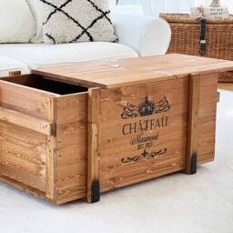 Coffee Table Chest Wooden Box Vintage Shabby Chic - thumbnail 4