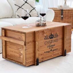 Coffee Table Chest Wooden Box Vintage Shabby Chic - thumbnail 2
