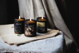 Lavender Patchouli Scented Soy Candle - Handmade Wax Relaxing Home Fragrance Decorative Cliff House - thumbnail 1