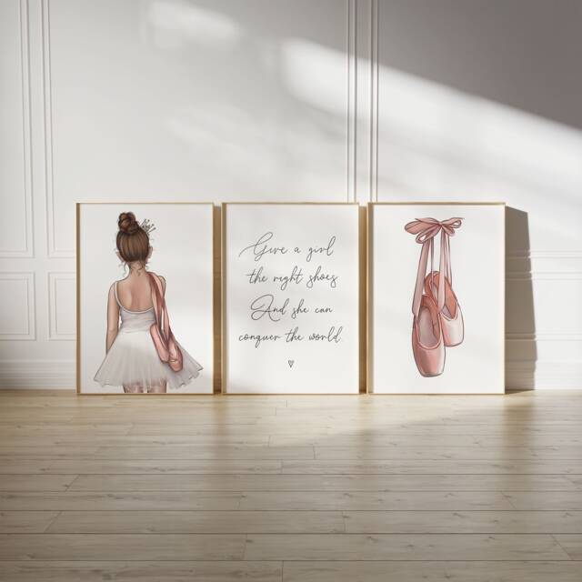 Set Of 3 Custom Ballerina Prints, Dance Quote Print, Illustration, Ballet Decor, Wall Art, Gift, Daughter Unframed - image 1