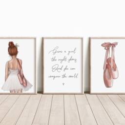 Set Of 3 Custom Ballerina Prints, Dance Quote Print, Illustration, Ballet Decor, Wall Art, Gift, Daughter Unframed - thumbnail 3
