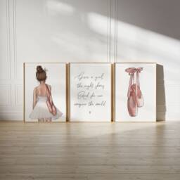 Set Of 3 Custom Ballerina Prints, Dance Quote Print, Illustration, Ballet Decor, Wall Art, Gift, Daughter Unframed - thumbnail 1