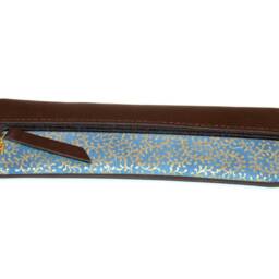Pencil Case Leather & Fabric Japanese Blue Unique - thumbnail 3