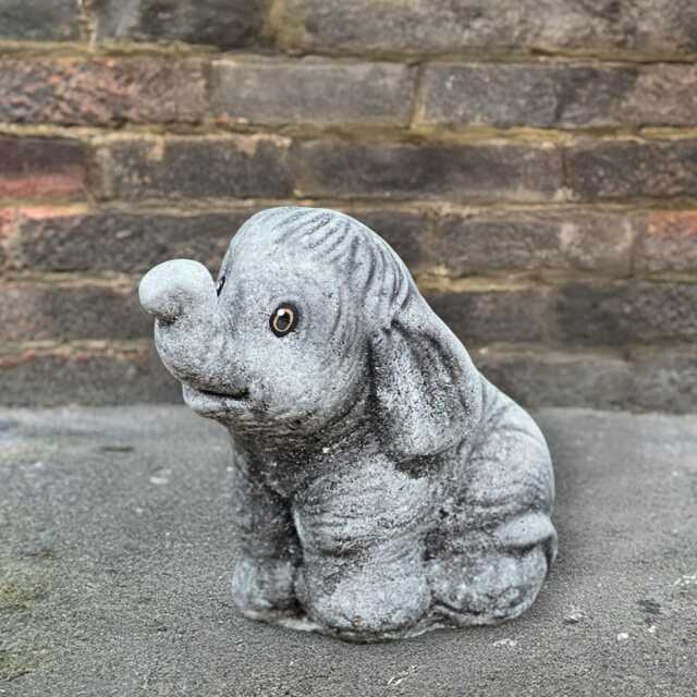 Concrete Baby Elephant Sculpture Garden Stone Animal Decor Cement Wild Figure Outdoor Handmade Ornament Yard Art - image 1