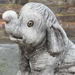Concrete Baby Elephant Sculpture Garden Stone Animal Decor Cement Wild Figure Outdoor Handmade Ornament Yard Art - thumbnail 2