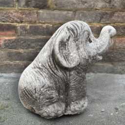 Concrete Baby Elephant Sculpture Garden Stone Animal Decor Cement Wild Figure Outdoor Handmade Ornament Yard Art - thumbnail 3