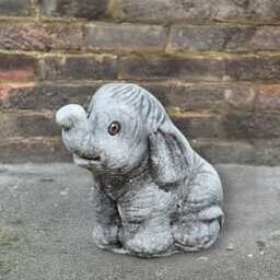 Concrete Baby Elephant Sculpture Garden Stone Animal Decor Cement Wild Figure Outdoor Handmade Ornament Yard Art
