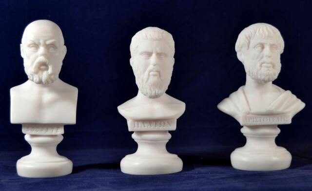 Marble Cast Bust Set Socrates, Plato, Aristotle - Greek Philosophers - image 1