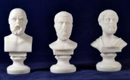 Marble Cast Bust Set Socrates, Plato, Aristotle - Greek Philosophers - thumbnail 1
