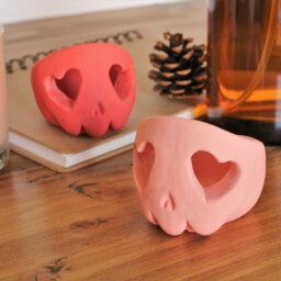 Skull Heart Eyes Candle Holder - Tealight Gift Valentines Decoration - thumbnail 2
