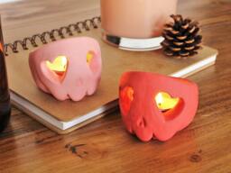 Skull Heart Eyes Candle Holder - Tealight Gift Valentines Decoration - thumbnail 1