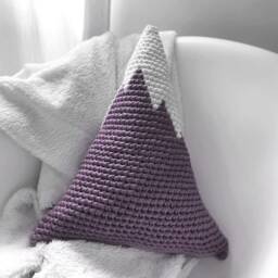 Crochet Snowy Mountain Pillow, Mustard Southwestern Nursery Decor, Earthy Gift - thumbnail 2