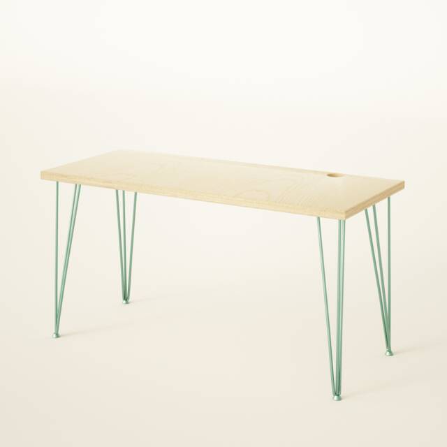 Birch Plywood Desk Scandinavian Minimalist Style, Hairpin Legs - image 1