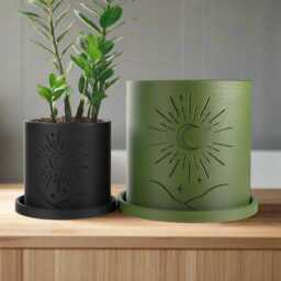 Moon Plant Pot, 3D Printed Planter, Planter Pot With Drainage, Bookshelf Decor, Unique Gifts For Lover, Houseplant - thumbnail 2