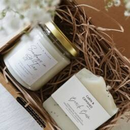 Cornish Soy Candle & Cold Pressed Soap Gift Box Set. Handmade Luxury Birthday Present. Thank You Teacher - thumbnail 4