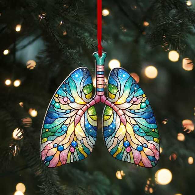 Anatomical Lung Christmas Ornament, Respiratory Gift - image 1