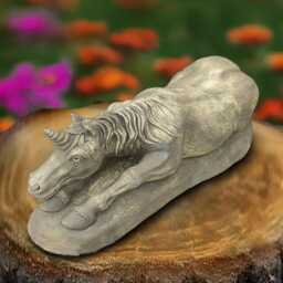 Stone Unicorn Decoration Concrete Fantasy Pony Sculpture Magical Laying Figurine Handmade Mythical Statue