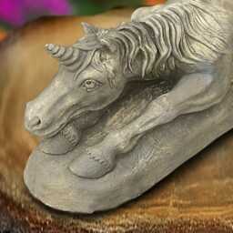 Stone Unicorn Decoration Concrete Fantasy Pony Sculpture Magical Laying Figurine Handmade Mythical Statue - thumbnail 2