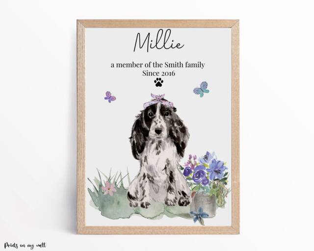 Cocker Spaniel Print, Dog Personalised Wall Art, Lover Gifts, Home Prints - image 1