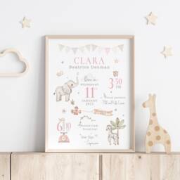 New Baby Gift, Gift For Gir, Personalised Print Girl, Newborn Nursery Print Girls, Birth - thumbnail 3