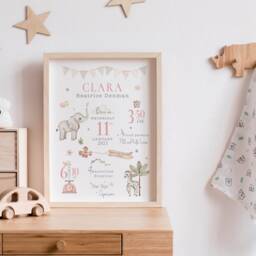 New Baby Gift, Gift For Gir, Personalised Print Girl, Newborn Nursery Print Girls, Birth - thumbnail 2