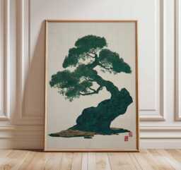 Japanese Bonsai Tree Poster, Minimalist Zen Wall Art Print, Botanical Line Art, Modern Asian Nature Artwork, Calm Home Decor - thumbnail 1
