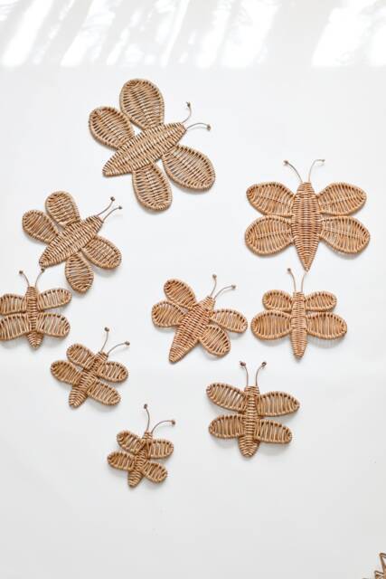 Wicker Butterfly Wall Hanging Set Nursery Decor, Kids Room - 9 Piece - image 1