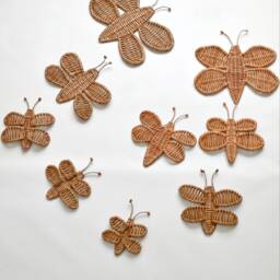Wicker Butterfly Wall Hanging Set Nursery Decor, Kids Room - 9 Piece - thumbnail 2