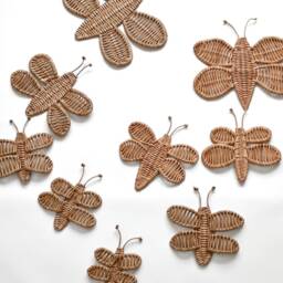 Wicker Butterfly Wall Hanging Set Nursery Decor, Kids Room - 9 Piece - thumbnail 3