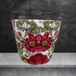 Bird Of Paradise Tropical Flower Plant Pot , Terraotta Hand Decorated With Floral Design & Birds - thumbnail 3