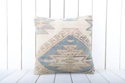 Turkish Kilim Pillow Cover Bohemian Accent Cushion - 16x16 - thumbnail 1