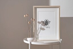 Happy Bee Motif Statement Print, A4 Print Printed On White Matte Finish 250Gsm Card - thumbnail 1